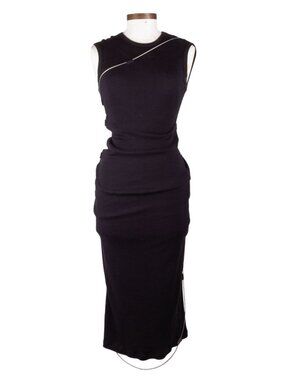 1017 ALYX 9SM Black Cotton Bodycon Maxi Dress with Metal Cable Detail Sz XS SS18